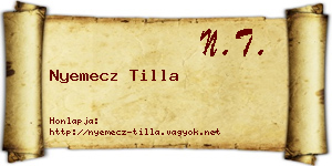 Nyemecz Tilla névjegykártya